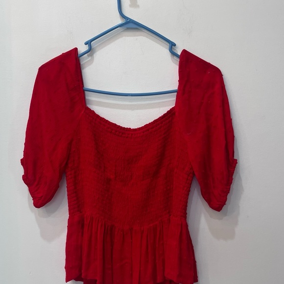 Pink Lily boutique Red smocked blouse size Medium - Picture 5 of 8